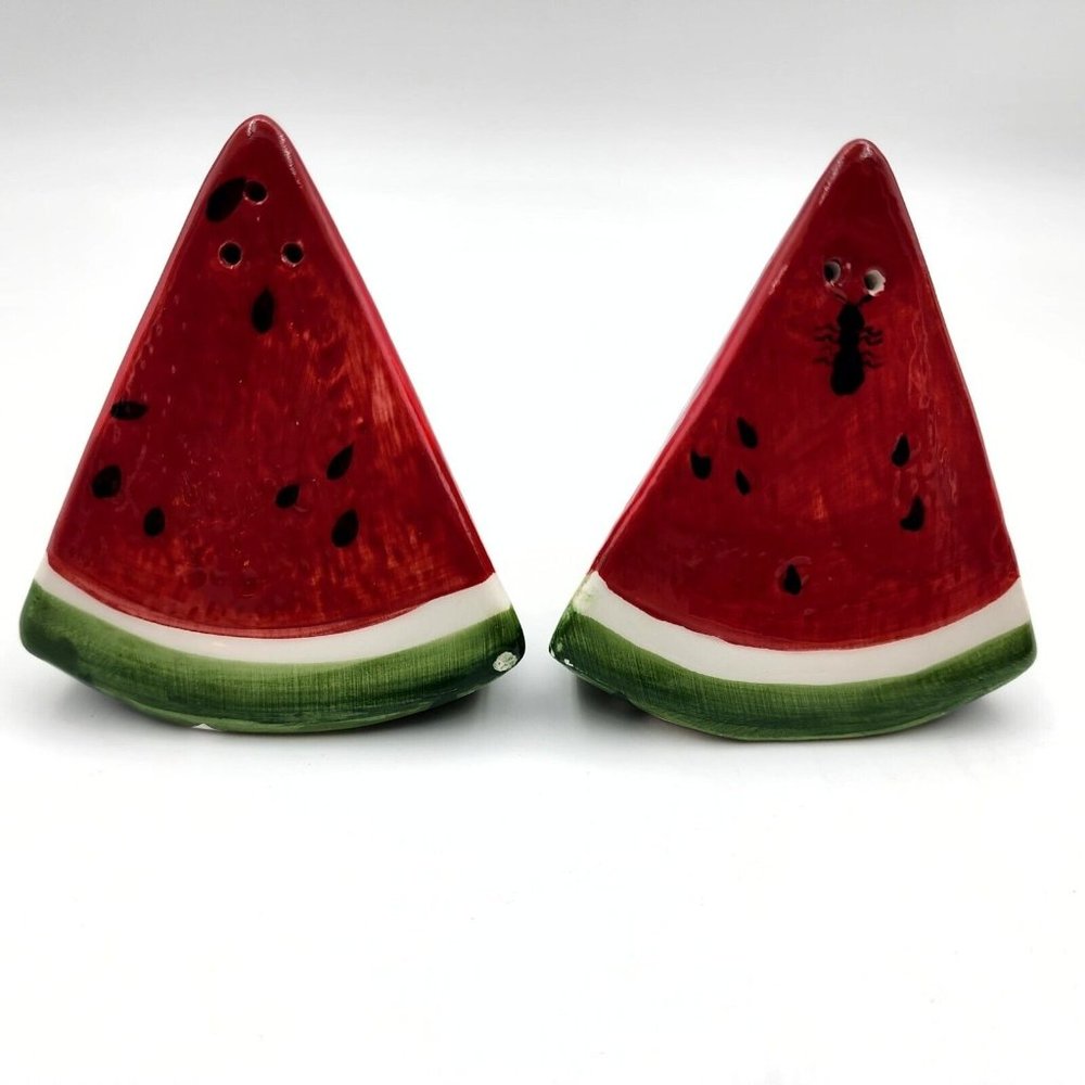 Chesapeake Bay Watermelon Slice Salt & Pepper Shakers Set Ceramic 3.50 in